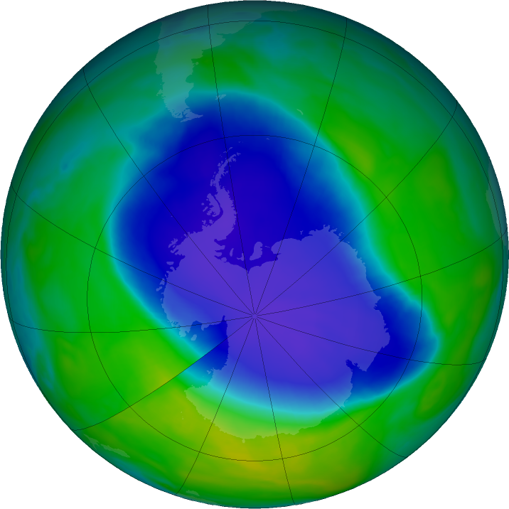 Antarctic ozone map for 29 November 2020